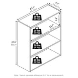Furinno PASIR Book Shelf, 3-Tier Bookshelf, Storage Shelves Bookcase, 9.7 x 23.7 x 31.5, for Living Room, Bedroom, Home Office, Plain White