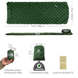 BUERTS Camping Sleeping mat and Inflatable Pillow - Set, Portable, Ultra-Light, Thickened, Quick to inflate in 30s, can be Spliced. Suitable for Backpacking, Hiking, Camping and Other Scenes