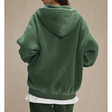 Talakeno Mens Womens Fleece Hoodies Sweatshirt Double Zip Up Oversized Acid Wash Hoodies Winter Vintage Cotton Sweatshirt(Army-Green,XL)
