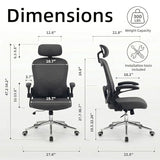 Kechen Office Chair with Swivel Armrests,High Back Mesh and Breathable Design of Computer Desk Chair,Lumbar Support and Height Adjustment