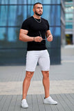 GINGTTO Mens Jean Shorts White Skinny Stretch Denim Shorts for Men Ripped 34