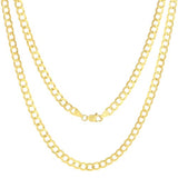 Nuragold 10K Real Yellow Gold Cuban Curb Solid Italian Link Chain Necklace