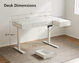 L Shaped Electric Standing Desk with Wooden Drawers, 55 Inch Height Adjustable Corner