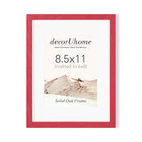 decorUhome Solid Oak Wood 8.5 by 11 Picture Frame, Display Pictures 6x8 with Mat or 8.5x11 without Mat, Wall & Tabletop Display Picture Frame, Red, 1 Pack