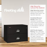 FireKing Fireproof Lateral File Cabinet (2 Drawers, Impact Resistant