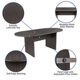 Flash Furniture 5 Piece Rustic Gray Oval Conference Table Set with 4 Black and Chrome LeatherSoft Executive Chairs