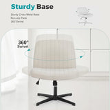 NEWBULIG Wide Seat Home Office Desk Chair Armless, Cross Legged Ergonomic Chair for Bedroom or Study, Adjustable Height Swivel