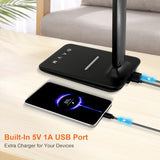 shinelife LED Desk Lamp for Office Home, Bright Desk Light with USB Charging Port, Adjustable Dimmable Desk Lamps 5 Modes, Black