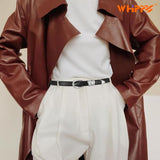 WHIPPY Women Skinny Leather Belt for Jeans Pants Dresses Ladies Fashion Waist Belt with Shiny Silver Buckle,Black Silver,XXXL
