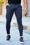 GINGTTO Mens Dress Pants Slim Fit Stretch Pinstripe Pants Men Casual Navy Blue 30Wx30L
