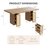 78.7" Farmhouse Dining Table for 6-8 People, Extra Thick Wood Top with 2 Hidden Adjustable Storage Drawers, Rustic White