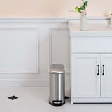 Rectangular Smudge Resistant Small Trash Can With Soft-Close Foot Pedal for Bathroom, Kitchen or Living room | 10 Liter/2.6 Gallons Amazon Basics