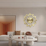 PSYCHE GOD Mid Century Modern Gold Silent Wall Clock Non Ticking for Living Room, 23 inch Decorative Round Black Clock for Wall, Unique Metal Fancy Clock Wall Decor for Bedroom Entryway