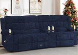 Dresegmt Recliner Sofa with Storage Console, Flip Middle Backrest Design 3-Seater Reclining Sofa with Storage Drawer