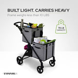 Patented Foldable Shopping Cart | Lightweight Aluminum | Easy-Maneuver Ergonomic Design | Swivel Wheels