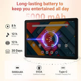 Tablet,10.1" Android Tablet with Octa-core Processor 30GB RAM 128GB ROM HD IPS Touchscreen 8H Battery