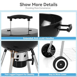 GREEN PARTY 18 inch Kettle Charcoal BBQ Grill with Wheels, Portable Charcoal Grill with Porcelain-Enameled Lid & Ash Catcher, Black