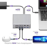 21-Ports Laptop Docking Station Dual Monitor for MacBook Air/Pro (M1–M4), Windows & Chrome – Dual 4K or Single 8K Display, 40Gbps Speed