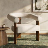 VKNOW Barrel Accent Chairs Set of 2 with Armrests and Walnut Wood Legs