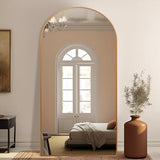 ZHUNFA Arched Full Length Mirror, 76x34 Oversized Floor Mirror with Stand