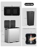 Lovewind Trash Can, 2 x 10.5 Gallon (2 x 40 L) Garbage Can for Kitchen Dual Compartment Recycling Kitchen Step Trash Bin