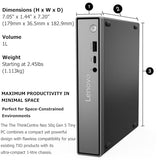 Lenovo ThinkCentre neo 50q Gen 5 1L Mini Desktop, Intel Core 5 210H 8-Core