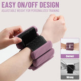 INDEPANDIA Wrist & Ankle Weights for Women and Men, 2lbs Pair Adjustable Silicone Weighted Bangles for Arm & Leg Workouts, Dusty Orchid
