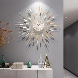 PSYCHE GOD 24" Large Sunburst Wall Clock, Modern Metal Decorative Clock, Silent Non‑Ticking Battery Powered, Mid‑Century Starburst Art Decor for Living Room Bedroom Office Home