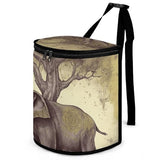 YHNNH Car Trash Can Asian Elephant with Tree Car Trash Bag with Cover and Waterproof Bin for Cars