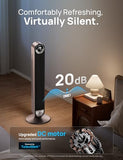 DREO Tower Fan for Bedroom, 90° Oscillating Standing Fan with 28ft/s Velocity, 20dB Quiet for Sleep, DC Motor, 9 Speeds, 4 Modes, 12H Timer, Voice & APP & Remote Control, 42" Cruiser Pro T2 S