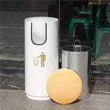 Cylindrical Metal Outdoor Garbage Can with Lid, Heavy-Duty Trash Bin for Garden