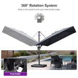 PURPLE LEAF 9' X 12' Right-left Tilt Patio Umbrella with Base Outdoor Cantilever Swivel Rectangle Umbrella, Grey