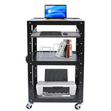 FXEIPOL 4-Layers AV Cart Stand, Adjustable Height Utility AV Presentation Cart on Wheels with Pull Out Shelf for Classroom