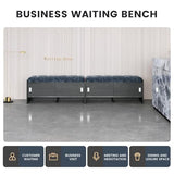 Modern Blue Upholstered Waiting Room Bench with Storage, Elegant Office Bench