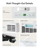 EUHOMY Portable Air Conditioners 10,000 BTU, 4-in-1 Air Conditioner Portable Up to 450 Sq.Ft. with Cool, Fan, Dehumidifier, Sleep, Portable AC Unit with LED Remote & 24H Timer, Installation Kits