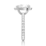 MSBLUE® 2ct Size 5 Pear Cut Moissanite Halo Engagement Ring, Rhodium Plated