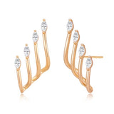 YOIHUR Glod Triple Illusion Claw Stud Earrings for Women, Multiple Huggie Hoop Earrings for One Hole, Rose Gold Earrings for Women Trendy Simple Hypoallergenic Jewellery Festival's Gifts