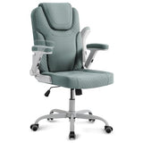 SEATZONE Cyan Office Chair Ergonomic Desk Chair with Lumbar Support, Flip-Up Arms, Adjustable Swivel Computer Chair with Wheels