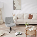 VECELO Modern Armless Criss Cross Chair No Wheels with Comfy Wide Fabric Padded Seat & Back