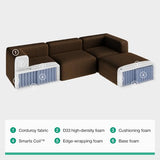 Novilla 106" Modular Sectional Sofa, V Shape Sectional Couch