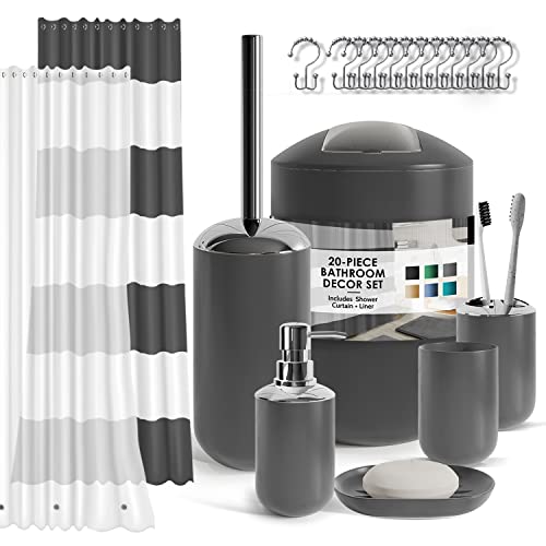 Bathroom Accessory Set, Shower Curtain Set with Liner, Toothbrush Holder, Soap Dispenser Clara Clark