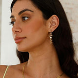 YOIHUR 2MM Pearl Earrings for Women, 14K Gold Plated Pearl Helical Drop Dangle Earring Trendy Hypoallergenic Wedding Hoop Earrings Gold Jewelry Gift