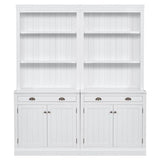 Modern 83.4" Tall Bookcase Suite with LED Light, Doors, Drawers and Open Shelves