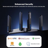 WAVLINK AX6000 WiFi 6 Router Dual Band, 2.5 Gbps WAN/LAN Port, Covers up to 2,150 Sq. ft and 256 Devices, 8x5dBi Antennas, AI QoE, WPA3 & VPN Security for Home/Office, MU-MIMO, Beamforming