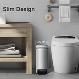 TIPGO Slim Bathroom Trash Can with Lid Soft Close, Step Pedal, 6 Liter