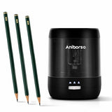 Aniborsa Electric Pencil Sharpener, USB & Battery Operated, Adjustable Nibs, Automatic Pencil Sharpener, Black