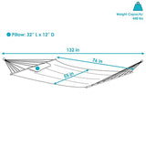 Sunnydaze Double Quilted Polyester Hammock with Detachable Pillow - 440-Pound Capacity - Red