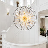 Vezzio Black and Gold Crystal Chandelier for High Ceiling Foyer Entryway