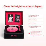 WhatPlus CD Player with Bluetooth Speaker, High-Fidelity Sound, App-Controlled, Magnetic Display for Photos & Pins, Retro Desktop Music Player, Gift for Music Lovers (Black and Pink)