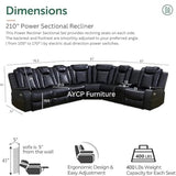 Power Recliner Sofa Sectional Sofa with LED Light for Living Room, Air Leather Reclining Corner Sectional Sofa Set